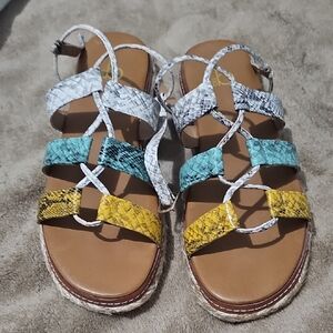 Chic Snake Print Strappy Sandals